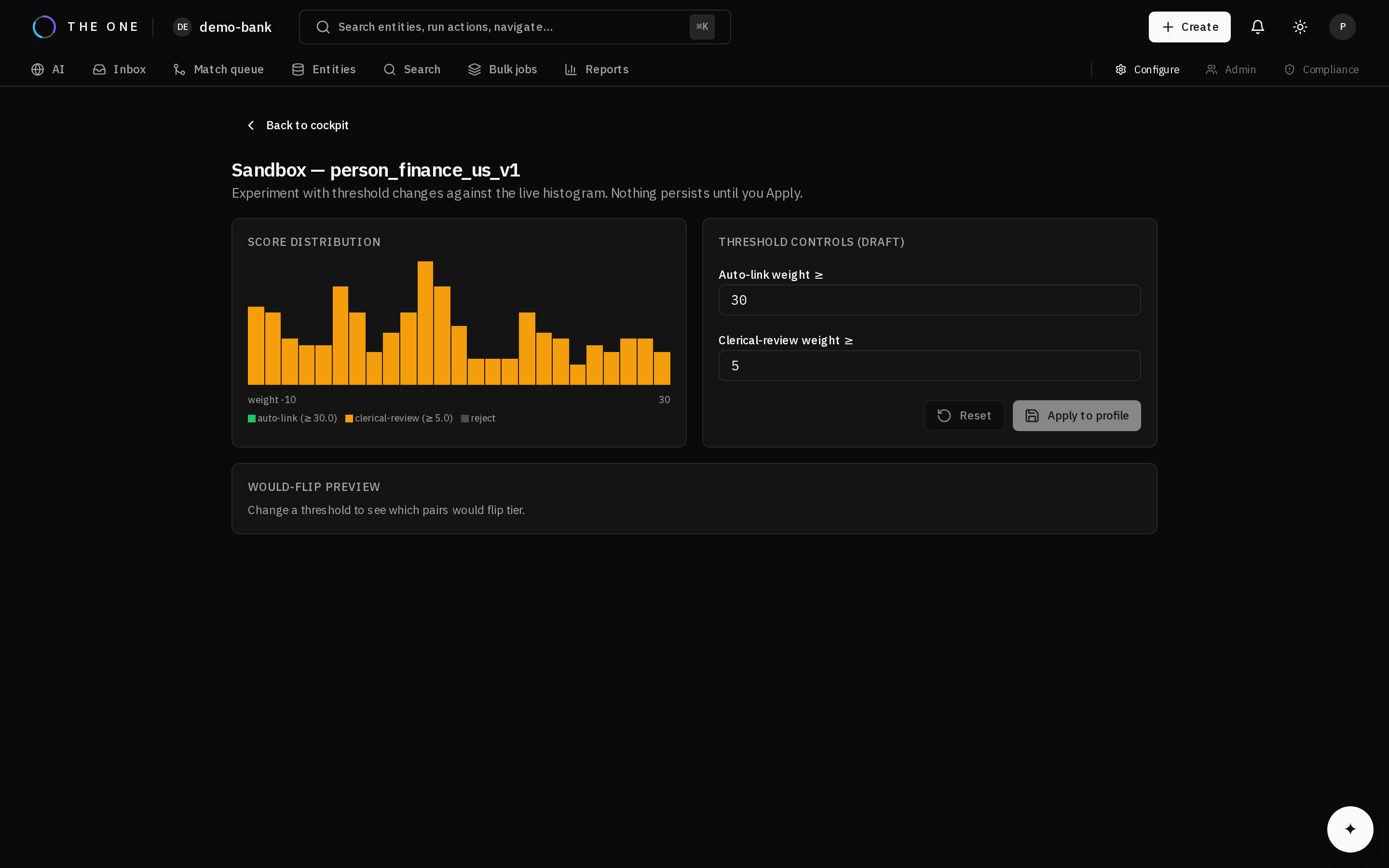 The Sandbox tab scoring a pair of records